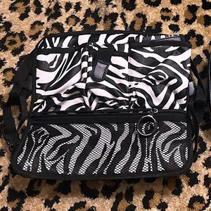 PREZERVE BLACK AND WHITE ZEBRA PRINT MAKEUP STORAGE STATIONARY BAGS